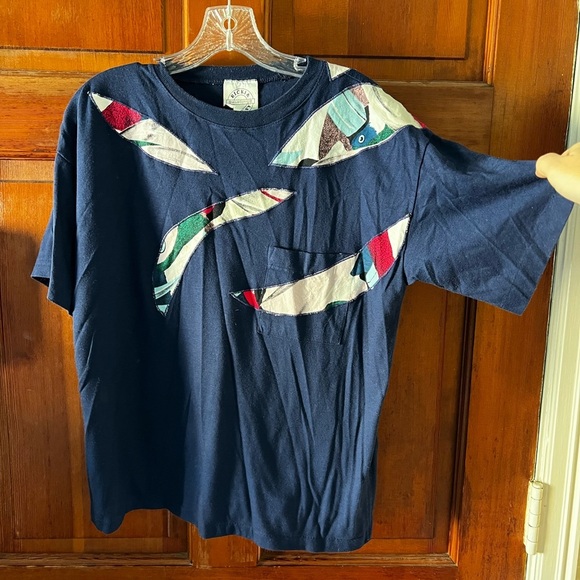 Vintage 80s Ricki & Company Navy Graphic Appliqué T-Shirt Birds Design (Size M) - Picture 8 of 8